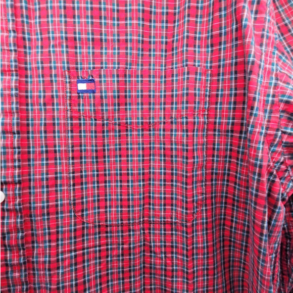 Tommy Hilfiger Plaid button collar Long Sleeve Button Up Vintage Mens Shirt Top - Picture 7 of 16